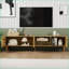 Meuble télé 70 po chêne Mid-Century avec rangement | Panneau de fibres à densité moyenne | Salon