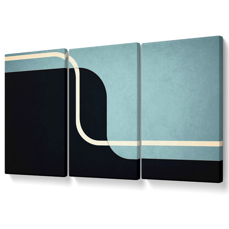 Abstract Yin Yang - 3 Piece Wrapped Canvas Graphic Art, 81.3cm H x 163cm W