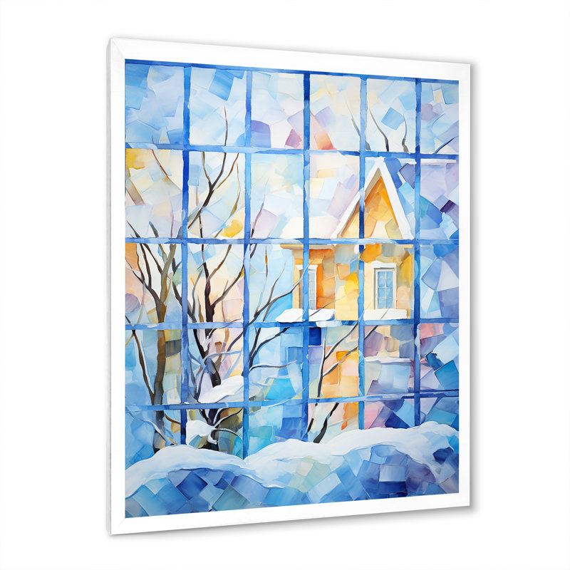 Frosty Winter Windows - Winter Landscape, art mural, Cadre photo blanc, H 32 po x l 24 po x P 1 po