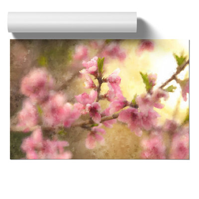 Cherry Blossom Flowers Painting - Frameless Print