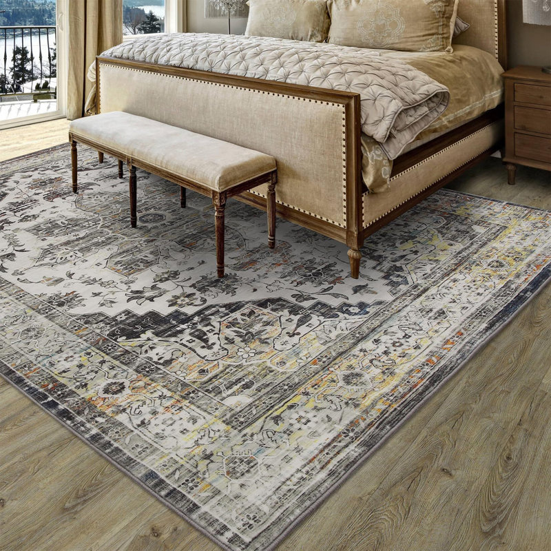 Washable Area Rugs 8X10 Rug For Living Room Boho Vintage Rug