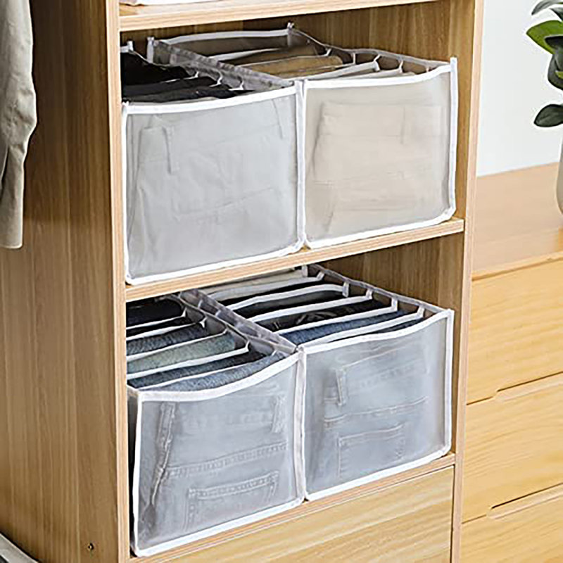 2pc 7 Grids Washable Wardrobe Clothes Organizer,Jeans Compartment Storage Box 36*17*12, 7.48" H x 6.3" W x 0.79" D
