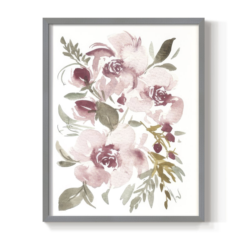 Spring Fling Bouquet IV Framed Print - Solid Wood, 30" H x 24" W, Gray