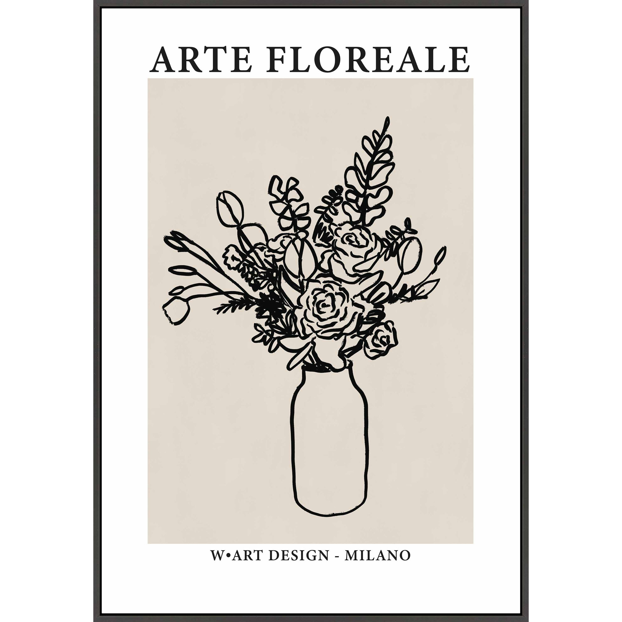 Arte Floreale 2 by Romina Gadler, 50" H x 35" W, Black Canvas Framed