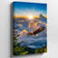 Reproduction d'art sur toile, "Aigle chauve majestueux" gracieusement à travers un ciel vibrant rempli de nuages dorés moelleux illuminés par un radiant-629332510