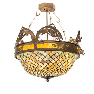 Rustic Lodge Glass Semi Flush Mount