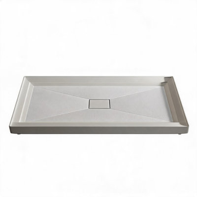 60 inch x 32 inch White Acrylic Shower Base with Center Drain and Non-Slip Surface
