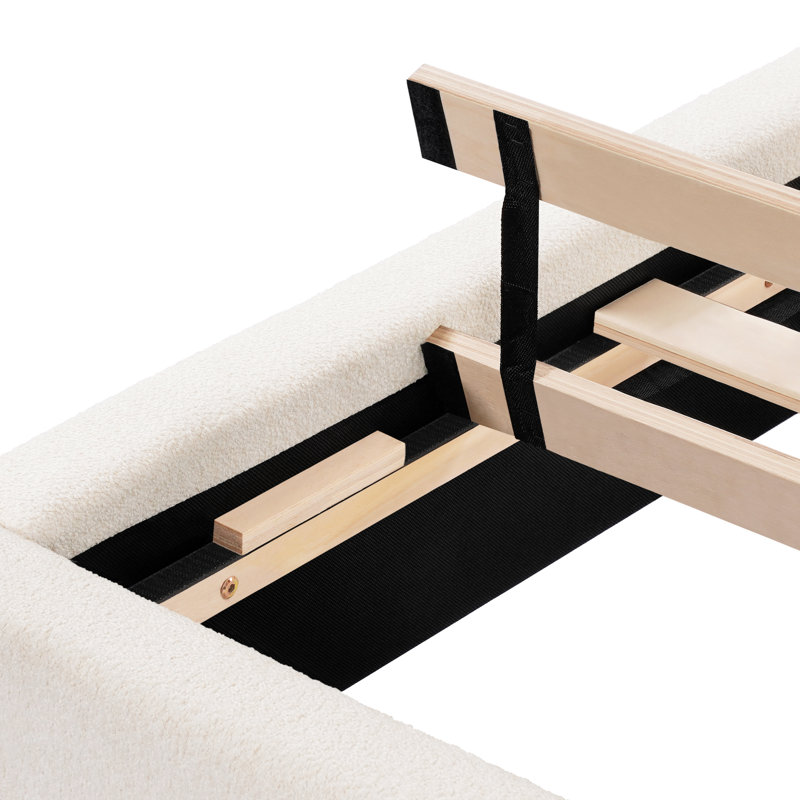 Lit plateforme Birch Boucle, Boucle blanc, Queen