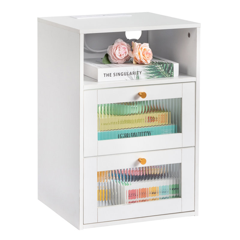 Table de chevet blanche avec USB Jenkinsburg