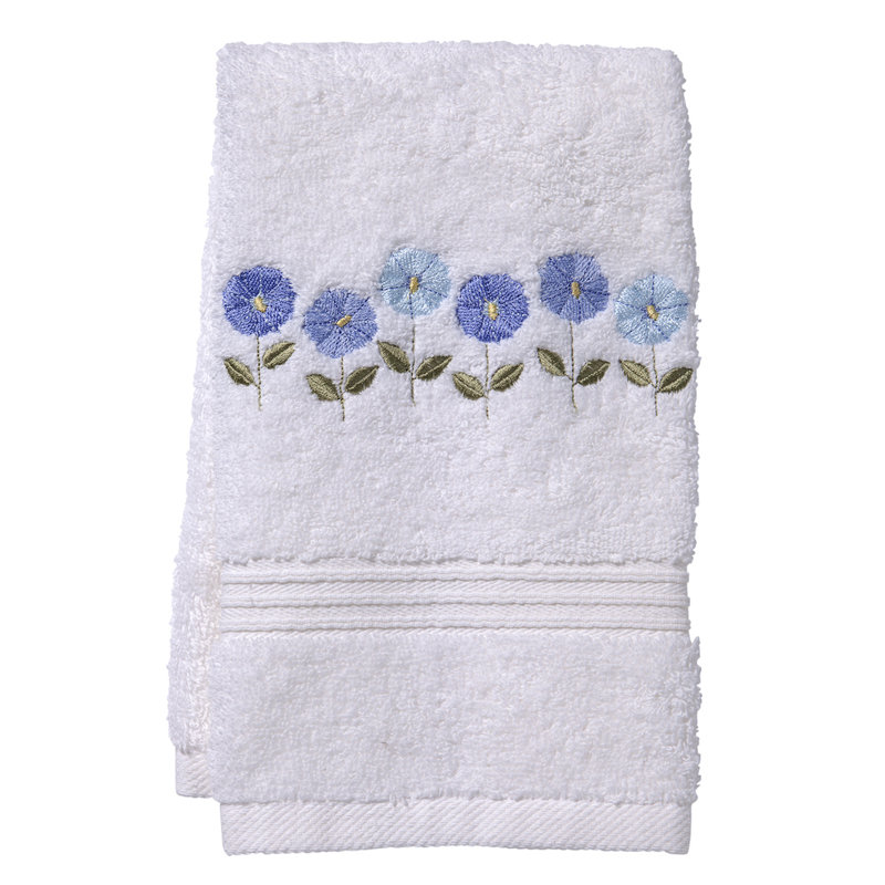 Fingertip Towel, White/Blue