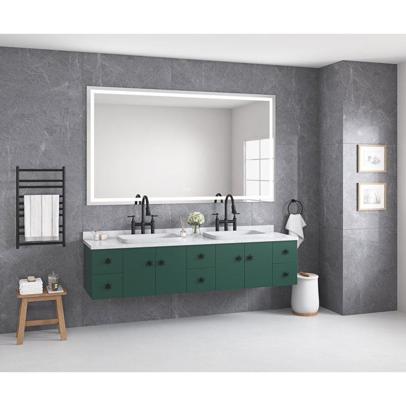 84 X 48 Inch LED Bathroom Mirror With Front And Backlight, Wall Mounted Vanity Mirror, Antifog, Memory, 3 Colors, Stepless Dimmable