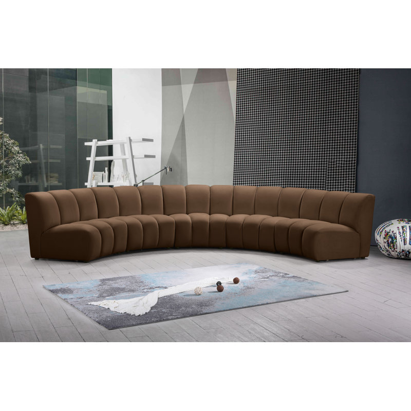 Canapé modulaire en velours Infinity, Velours brun, 5 pièces