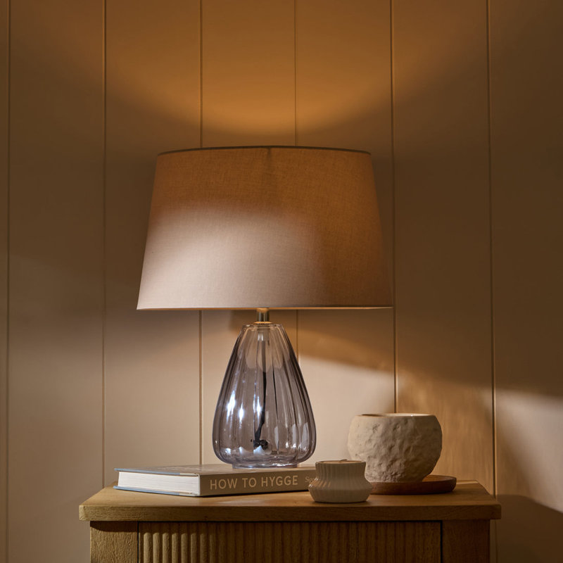 Glass Lamp, Taupe, Yes