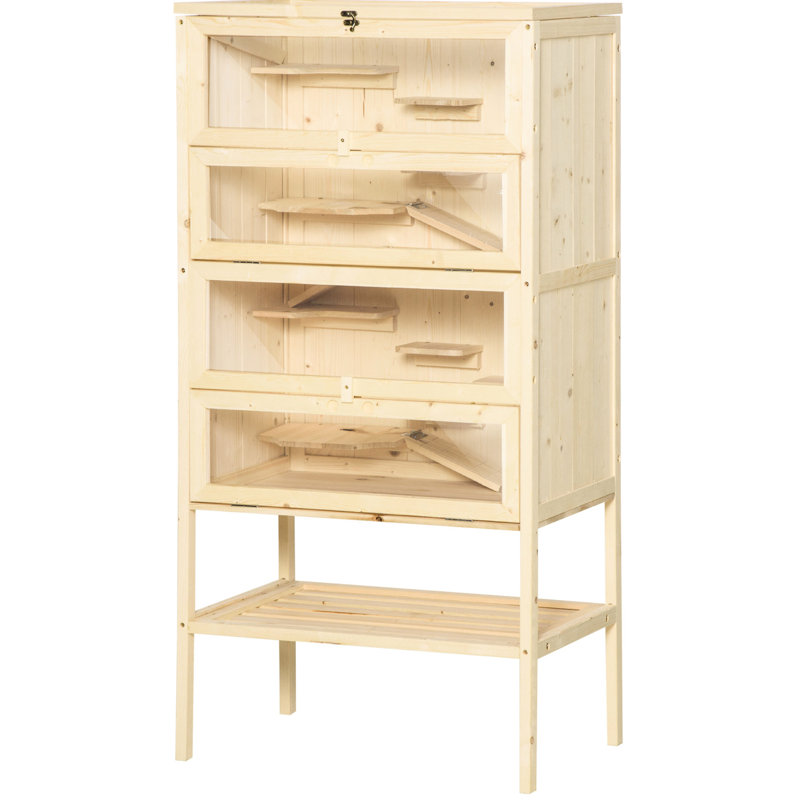 Maison pour 5 hamster en bois avec plateau à charnières et étagère supplémentaire