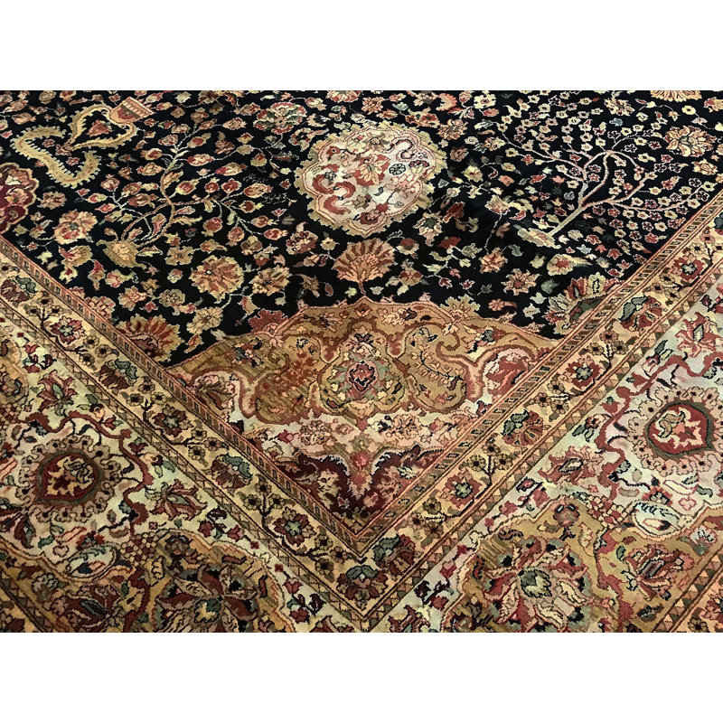Hand-Knotted High-Quality Blue and Cream Area Rug