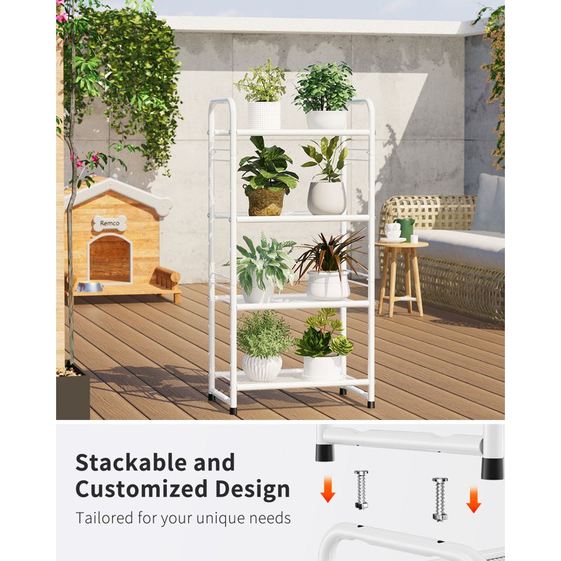 17.72'' W Iron Height -Adjustable Storage Rack, White