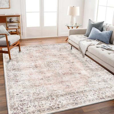Tapis lavable 274 x 366 cm, style bohème rétro, ne peluche pas, facile d'entretien, idéal pour les zones de passage fréquent comme le salon, la chambre à coucher, le bureau, la table basse ou la cuisine. Grand tapis.
