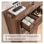Commode 6 tiroirs pour la chambre à coucher, commode moderne de 45 po de hauteur avec profil incurvé, organisateur de rangement cannelé en bois de noyer pour la chambre à coucher, le salon, le vestibule-1059091217