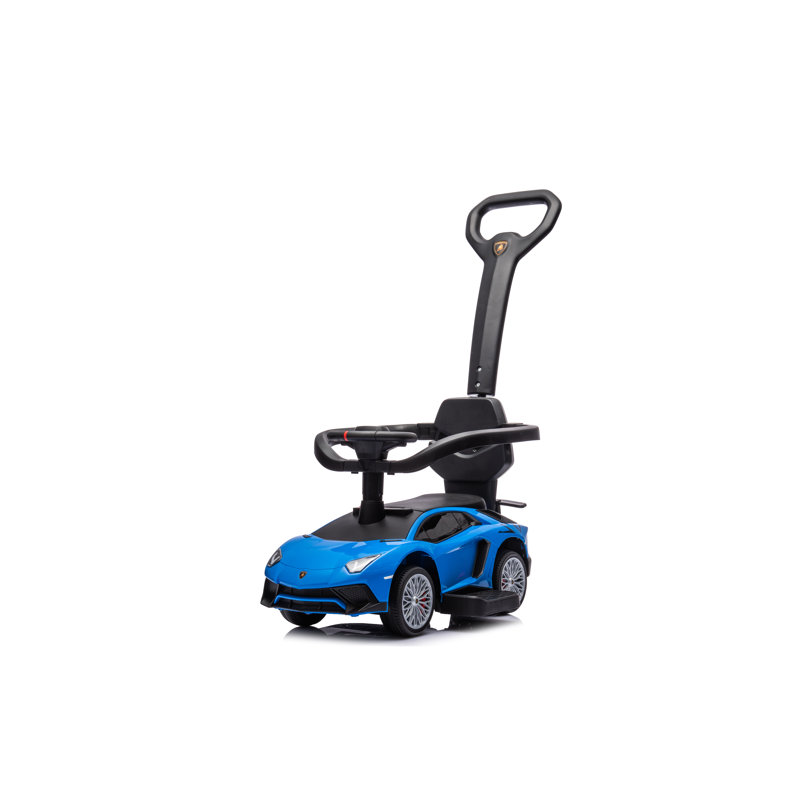 Blue Lamborghini 3-in-1 Kids Push Ride-On Toy Car