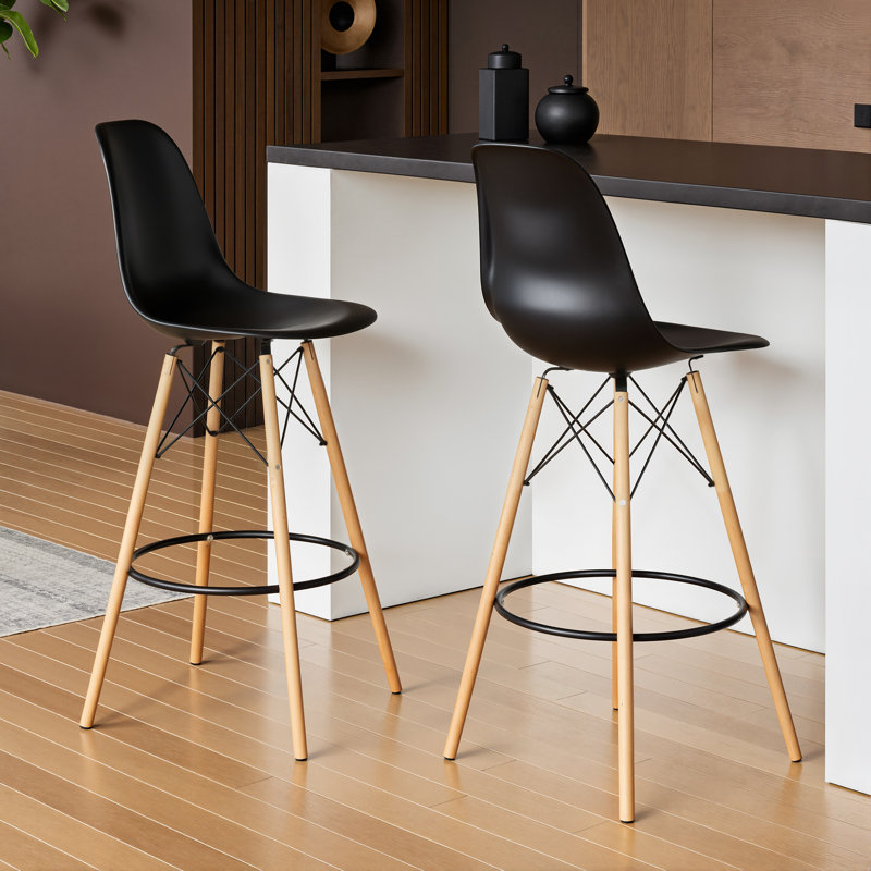 Jordan Bar & Counter Stool, Black/Walnut, Bar Stool (29.5" Seat Height)