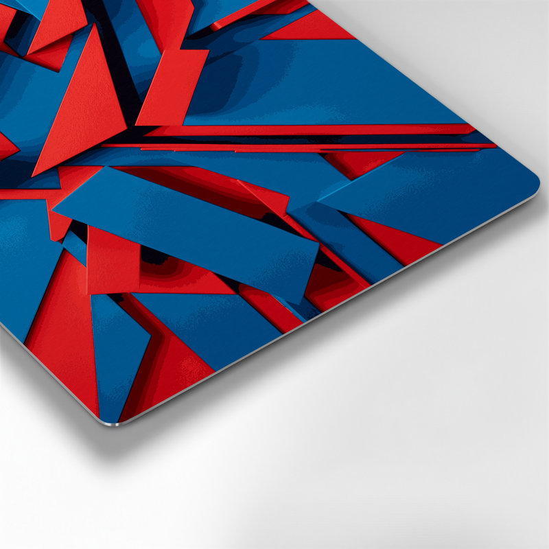 «Geometric Abstraction 44», art mural en métal bleu, H 11 po x l 14 po