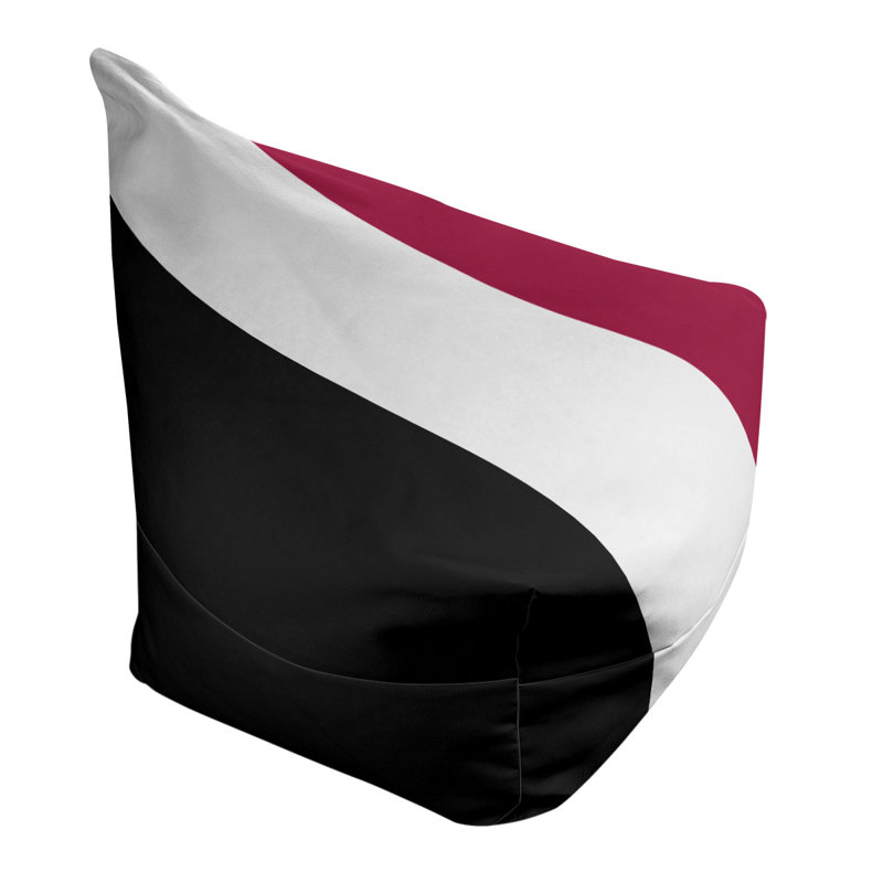 Bean Bag Chair & Lounger, 31" x 38" x 42", Black/White/Red