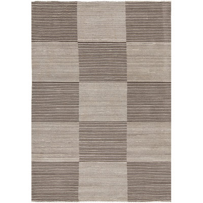 Elantra Wool Plaid Area Rug in Cream And Brown