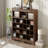 24" Shoe Cubby Console, Curved Base - Rustic Brown