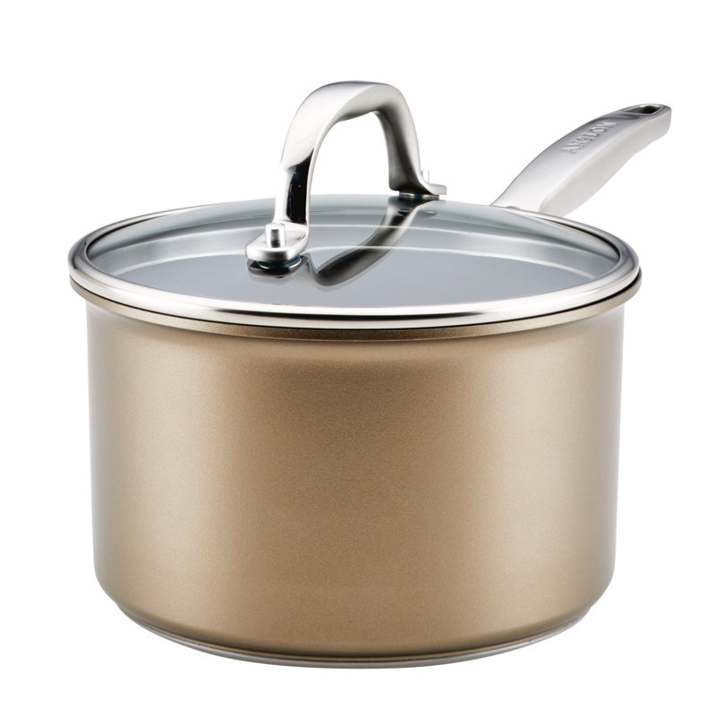 Bronze 3-Quart Nonstick Aluminum Saucier with Glass Lid