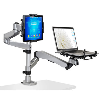 Mount-It Full Motion Laptop and Tablet Desk Mount Fits Up to 17" Screens | Silver