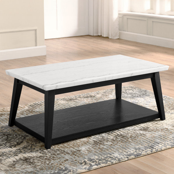 Mairenn 48" Marble Top with shelf and casters, Black
