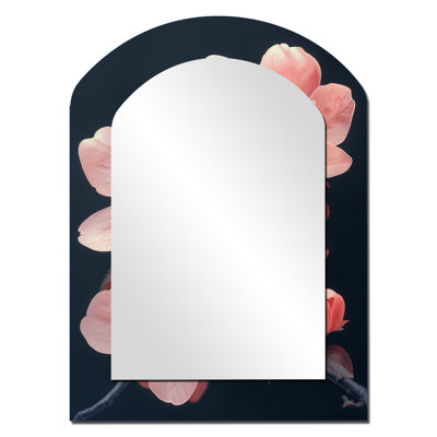Rose et noir éclatant bouquet de fleurs Apple Blossom I - miroir décoratif asymétrique Apple Blossom