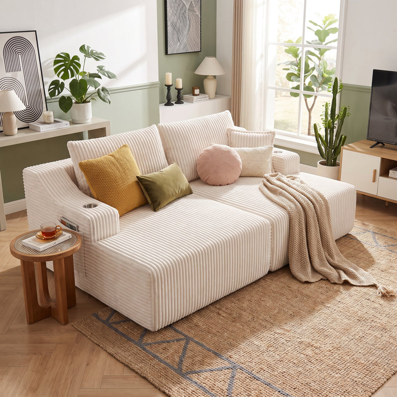 Canapé-lit de 83 po surdimensionné pour lit double, canapé-lit 2 places désossé, canapé-lit à assise profonde avec mousse haute densité et 6 coussins, sans assemblage requis, canapé compressé