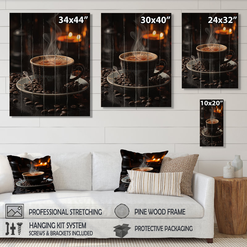 «Cuba Aroma Coffee Harmony I», art mural sur bois de paysage cubain sur bois de pin naturel, H 32 po x l 24 po