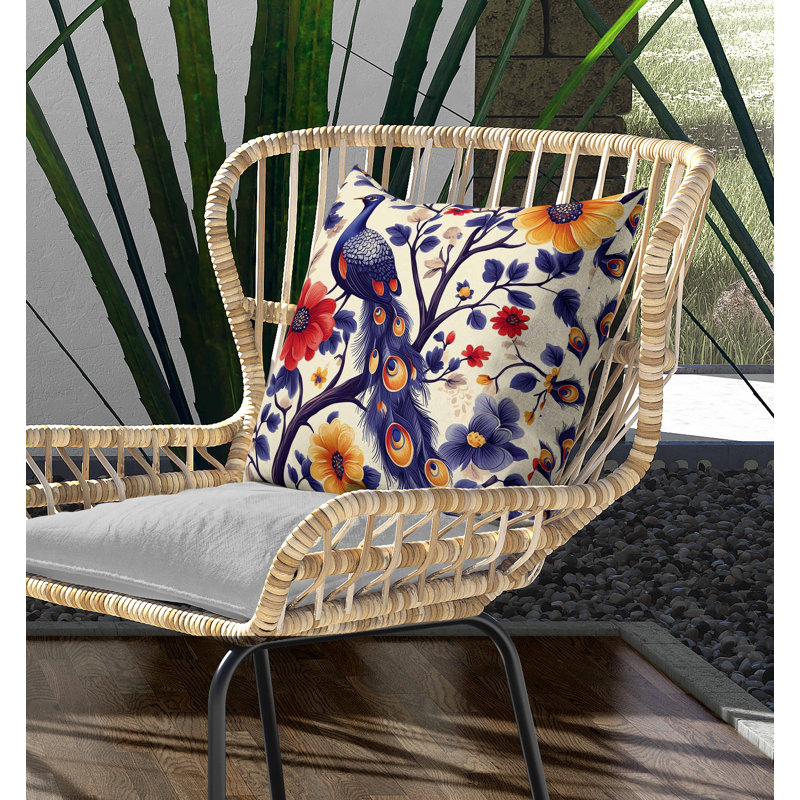 Coussin intérieur / extérieur Vibrant Vista, Bleu / Rouge / Jaune, Carré 20 po