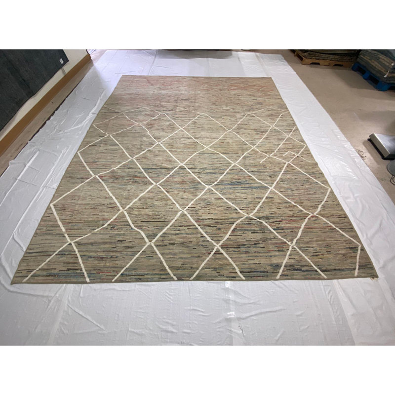 Tapis moderne et contemporain noué à la main de conception unique 9 pi 6 po x 11 pi 7 po Anatolian