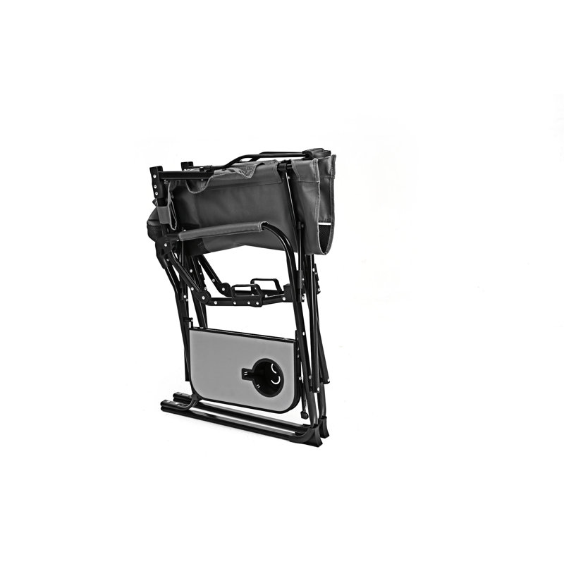 Oversized Portable Folding Chair Camping Chair with Side Table, Gray