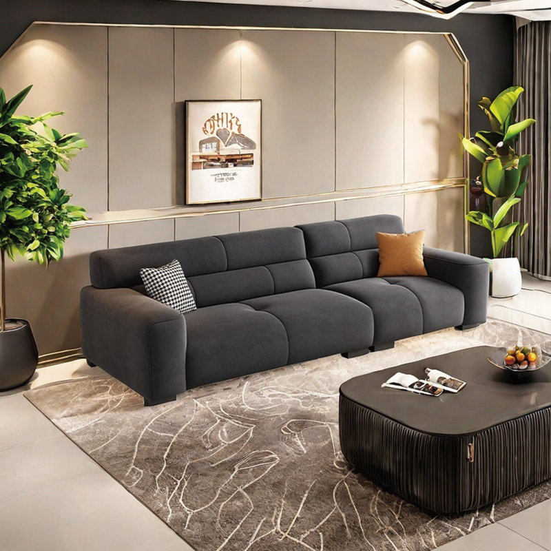 Canapé moderne en velours simple, H 33,46 po x l 110,23 po x P 36,22 po, 3