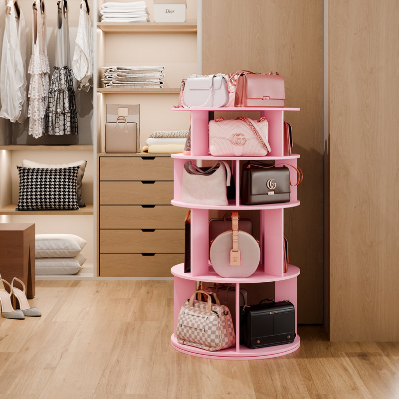 Trianna 16 Pair Rotating Shoe Rack, Pink