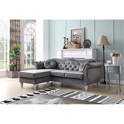 Farney Velvet L-Shaped Sectional Reversible