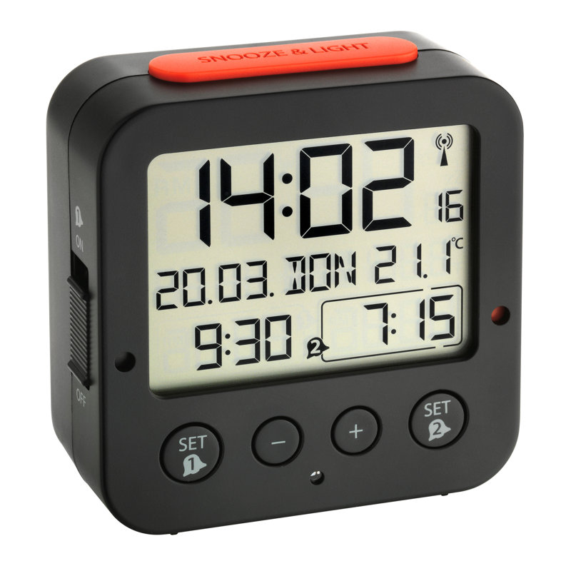 Modern & Contemporary Digital Alarm Tabletop Clock in Black