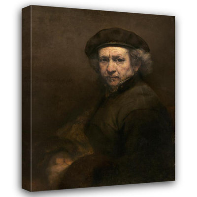 "Autoportrait" par Rembrandt Van Rijn - Art mural sur toile tendue avec châssis