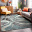 Tapis bleu / gris / blanc en polypropylène à poils longs Farmerville-2000313617