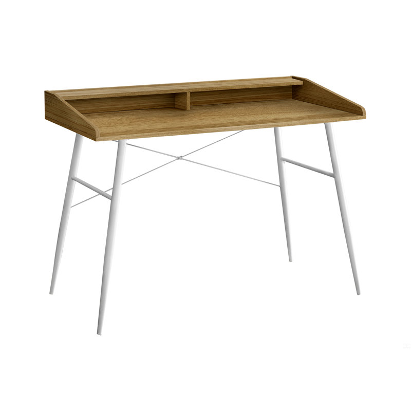 Bureau d'ordinateur, bureau personnel, ordinateur portable, tablettes de rangement, L 48 po, Brun / Blanc