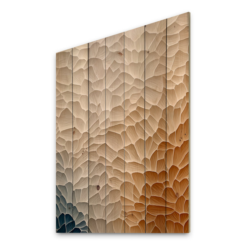 Minimal Serenade Of Crystals I - Coastal Wood Wall Decor On Natural Pine Wood, 44" H x 34" W