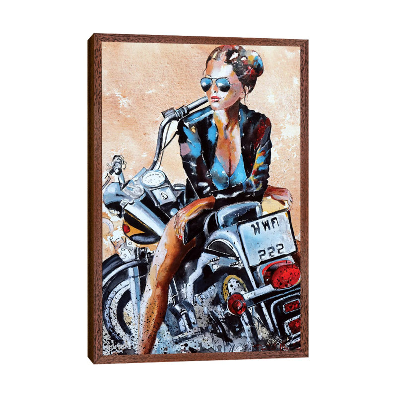 Let's Do It 1 Piece Floater Frame Painting on Canvas, Brown Framed