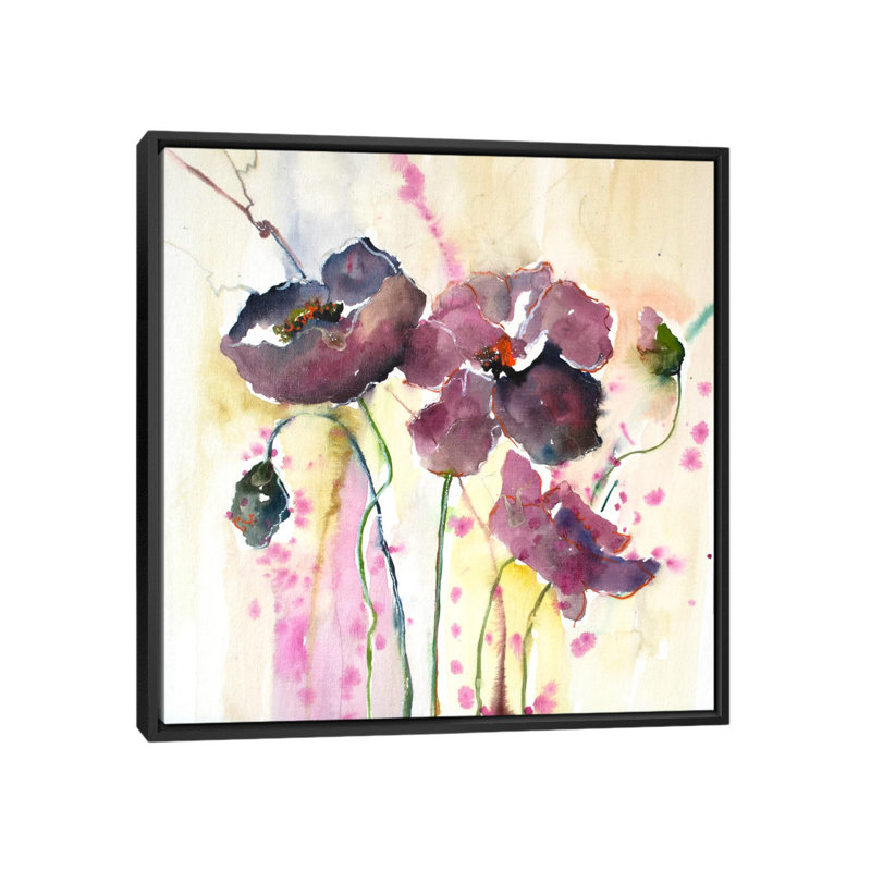 « plum pops ii », reproduction sur toile, H 26 po x l 26 po x P 1,5 po, Toile avec cadre noir, Pas de tapis