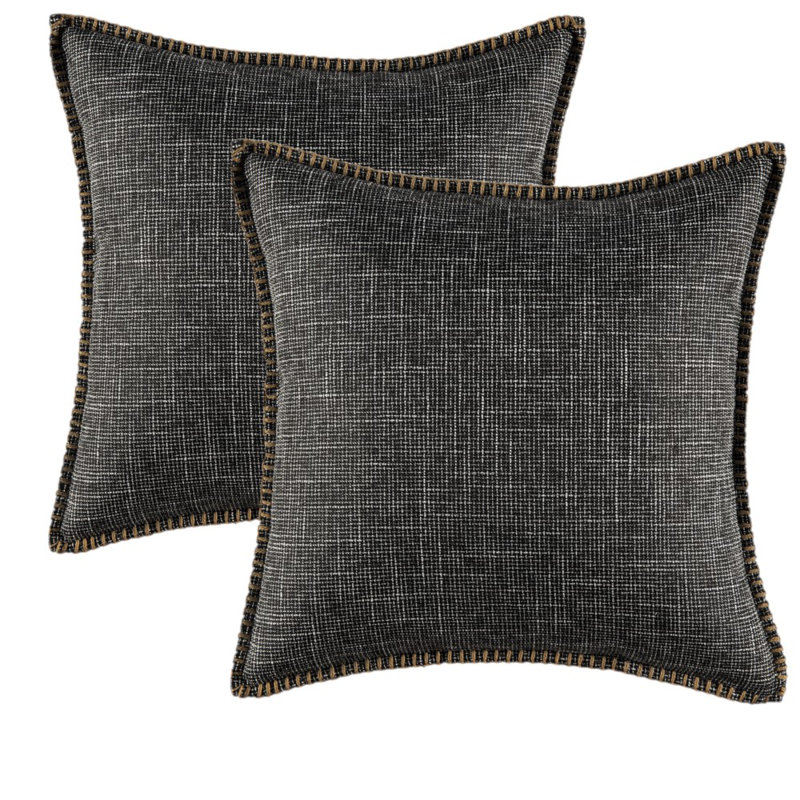  Ensemble de 2 housses de coussin en lin, 18 po x 18 po, Mauve