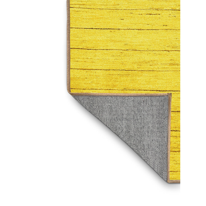 Tapis contemporains jaunes lavables à la machine 313, Rectangle 5 pi x 7 pi