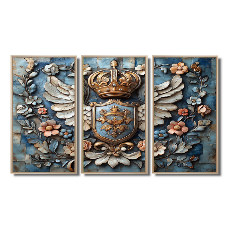 Armoiries majestueuses «Old England Embleem I», ensemble d'impression d'art mural armée, 28" H x 36" W x 1" D